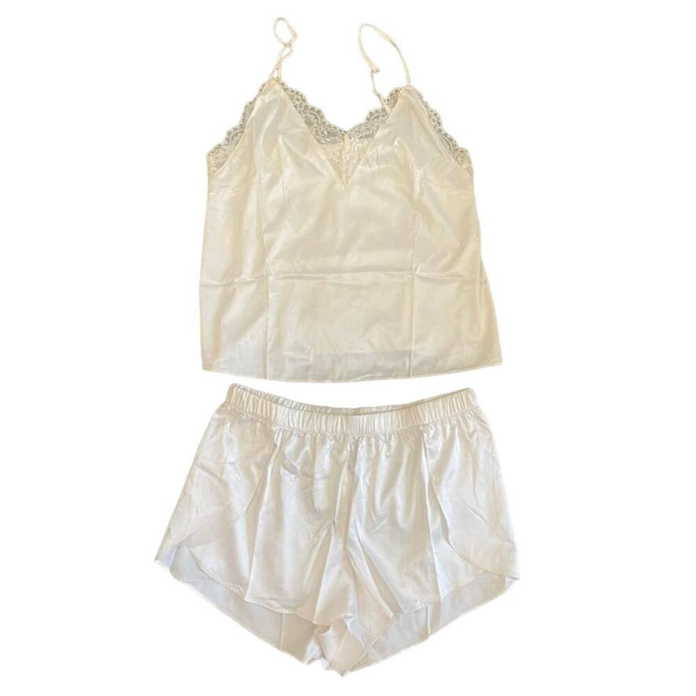 Adore Me Lainey Cami and Short Set in White, Size S